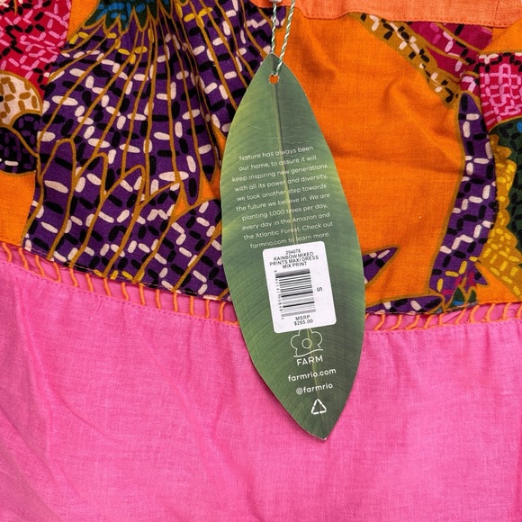 Farm Rio Rainbow Mixed Prints Maxi Dress Size Small Tiered Straps A Line Square - Picture 11 of 11